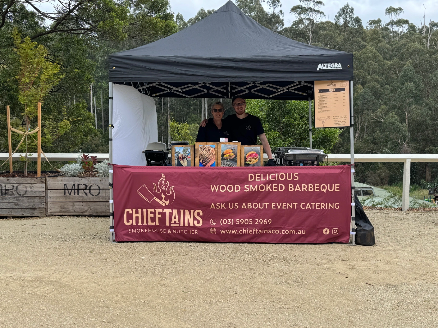 Chieftains custom smoker trailer at an outdoor event
